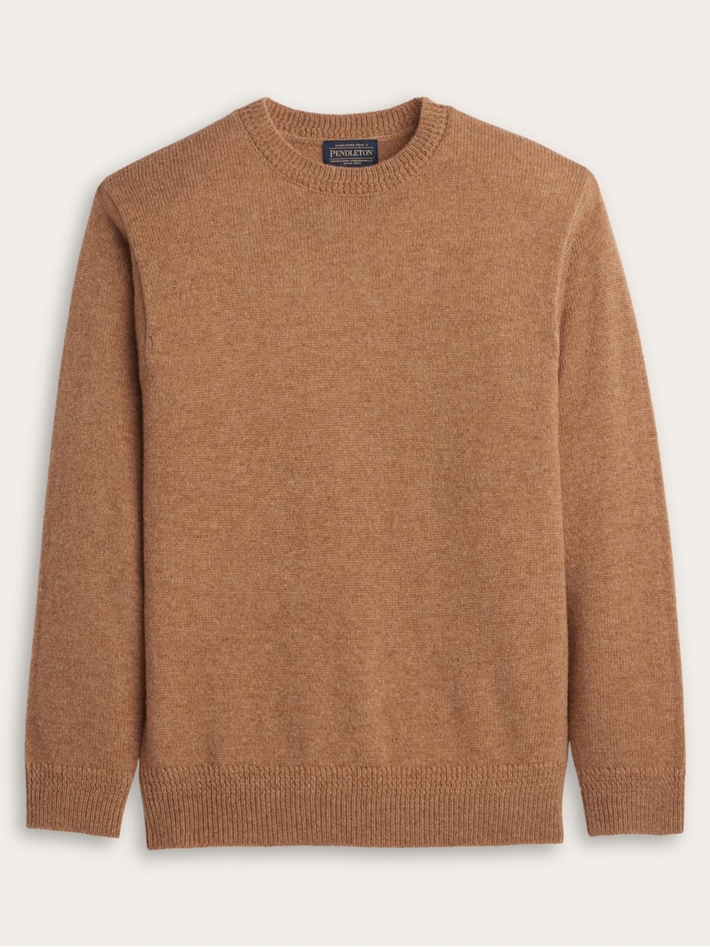 New Pendleton SHETLAND WOOL CREW SWEATER TAN MIX camel size large washable wool